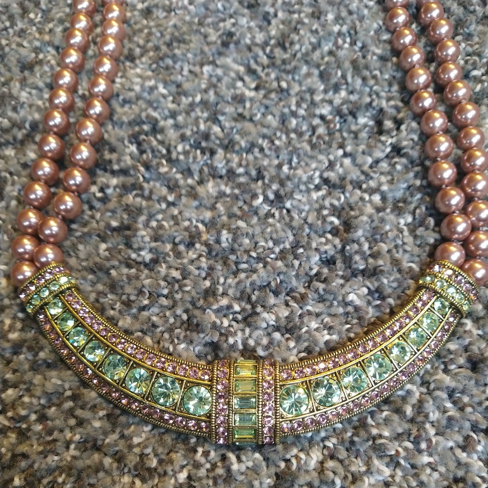 Heidi Daus Bar Necklace Encrusted w/ Swarovski Crystals